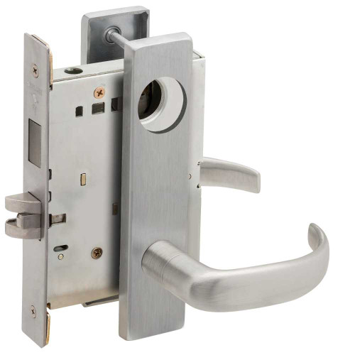 Schlage L9456L 17L 626 Corridor Mortise Lock with Deadbolt 17L Design Less Cylinder Satin Chrome L9456L 17L 626