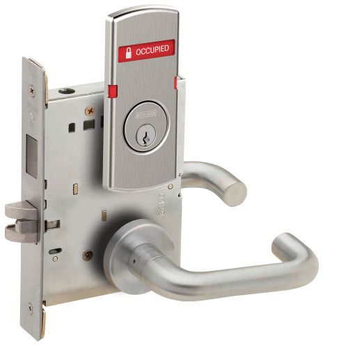 Schlage L9456P 03A 626 L283-722 L Series Mortise Lock Corridor Lock 03 Lever A Rose 6-Pin Full Face Mortise Cylinder VACANT/OCCUPIED Indicator for Outside of Door Satin Chrome