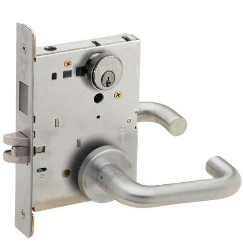 Schlage L9456P 03A 630 Corridor Mortise Lock with Deadbolt 03A Design Satin Stainless Steel L9456P 03A 630