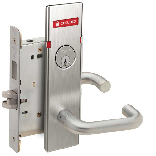 Schlage L9456P 03N 626 L283-722 L Series Mortise Lock Corridor Lock 03 Lever N Escutcheon 6-Pin Full Face Mortise Cylinder VACANT/OCCUPIED Indicator for Outside of Door Satin Chrome L9456P 03N 626 L283-722