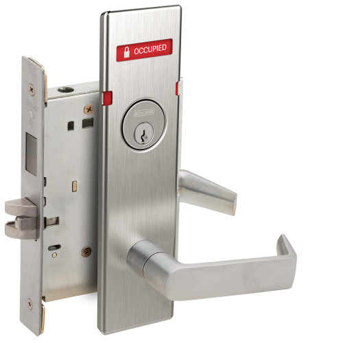 Schlage L9456P 06N 626 L283-722 L Series Mortise Lock Corridor Lock 06 Lever N Escutcheon 6-Pin Full Face Mortise Cylinder VACANT/OCCUPIED Indicator for Outside of Door Satin Chrome