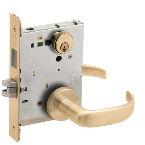 Schlage L9456P 17A 606 Corridor Mortise Lock with Deadbolt 17A Design Satin Brass L9456P 17A 606