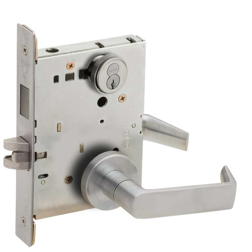 Schlage L9456R 06A 626 Corridor Mortise Lock with Deadbolt 06A Design FSIC Core Satin Chrome L9456R 06A 626
