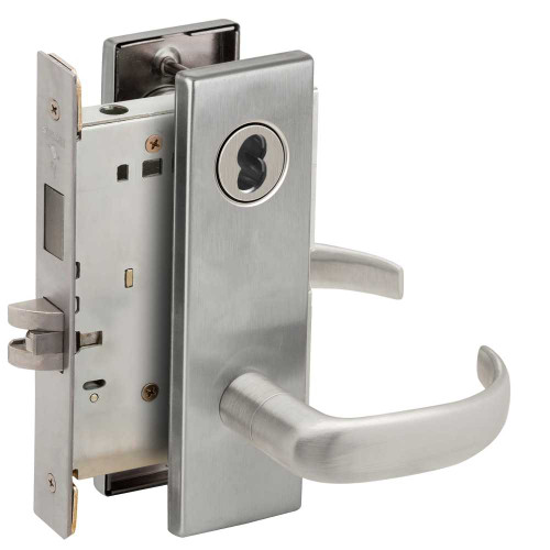 Schlage L9465B 17N 626 Closet Mortise Lock with Deadbolt 17N Design SFIC Prep Less Core Satin Chrome L9465B 17N 626
