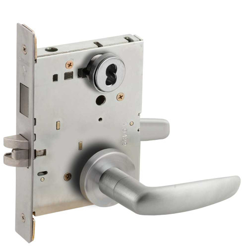 Schlage L9473B 07A 626 Dormitory Mortise Lock with Deadbolt 07A Design SFIC Prep Less Core Satin Chrome L9473B 07A 626