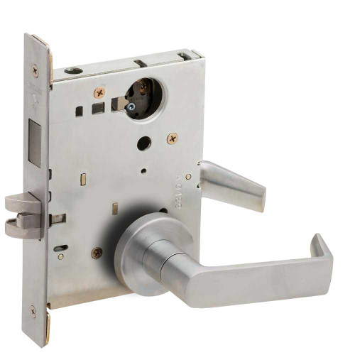 Schlage L9473L 06A 626 Dormitory Mortise Lock with Deadbolt 06A Design Less Cylinder Satin Chrome L9473L 06A 626