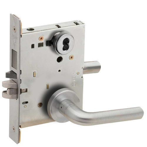 Schlage L9480B 02A 626 Storeroom Mortise Lock with Deadbolt 02A Design SFIC Prep Less Core Satin Chrome L9480B 02A 626