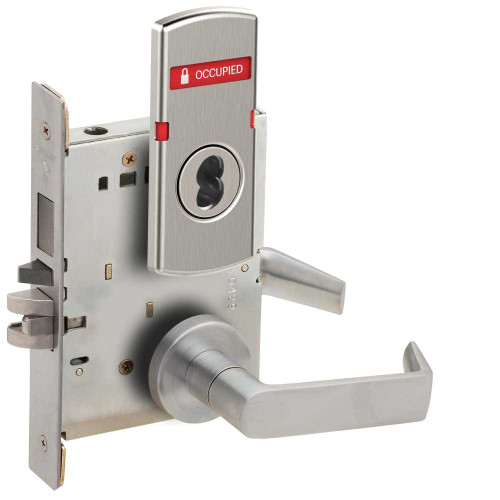 Schlage L9480B 06A 626 OS-OCC Storeroom Mortise Lock with Deadbolt Less SFIC 06A Design VACANT/OCCUPIED Indicator for Outside of Door Satin Chrome L9480B 06A 626 OS-OCC