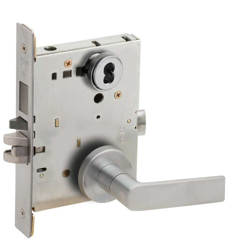 Schlage L9480J 01A 626 Storeroom Mortise Lock with Deadbolt 01A Design FSIC Prep Less Core Satin Chrome L9480J 01A 626