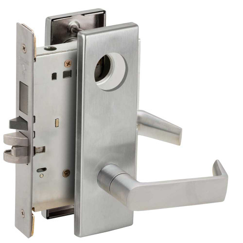 Schlage L9480L 06N 626 Storeroom Mortise Lock with Deadbolt 06N Design Less Cylinder Satin Chrome L9480L 06N 626