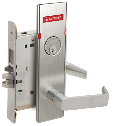 Schlage L9480P 06N 626 OS-OCC Storeroom Mortise Lock with Deadbolt 6-Pin Full Face Mortise Cylinder 06N Design VACANT/OCCUPIED Indicator for Outside of Door Satin Chrome L9480P 06N 626 OS-OCC