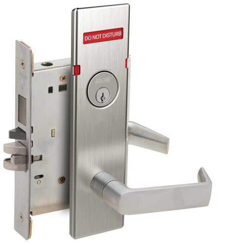 Schlage L9485P 06N 626 RH OS-DND L Series Mortise Lock Faculty Restroom Lock 06 Lever N Escutcheon 6-Pin Full Face Mortise Cylinder Right Hand DO NOT DISTURB Indicator for Outside of Door Satin Chrome L9485P 06N 626 RH OS-DND
