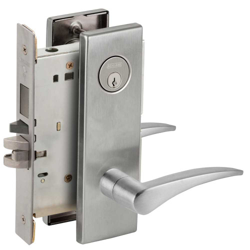 Schlage L9485P 12N 626 RH Faculty Restroom Mortise Lock 12N Design Satin Chrome L9485P 12N 626 RH