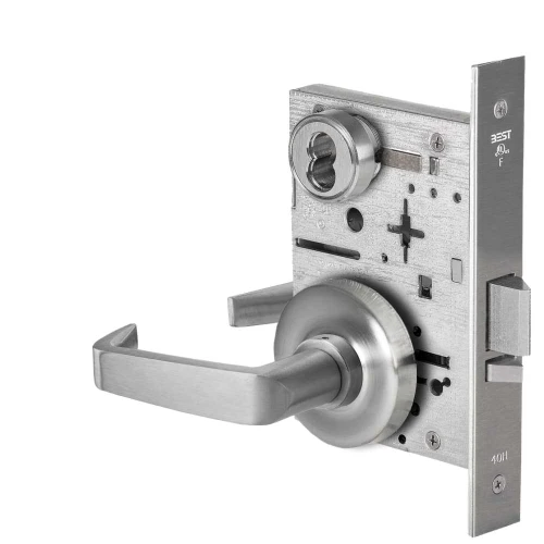 BEST 45HW7DEL15R626AM Fail Safe 24V Electrified Mortise Lock 15 Lever R Rose Satin Chrome Antimicrobial 45HW7DEL15R626AM