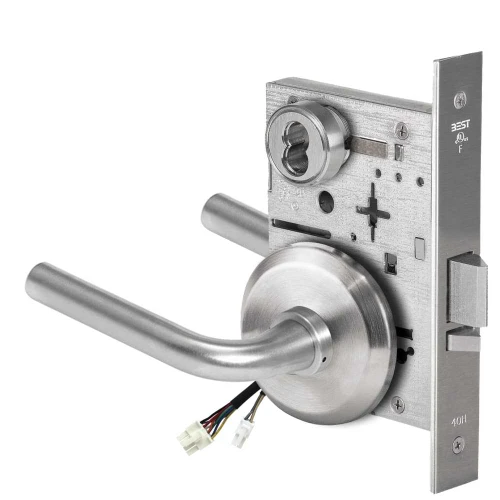BEST 45HW7DEU12S626AM Fail Secure 24V Electrified Mortise Lock 12 Lever S Rose Satin Chrome Antimicrobial 45HW7DEU12S626AM