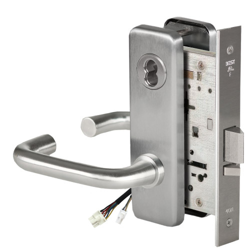 BEST 45HW7DEU3J626AM12V Fail Secure 12V Electrified Mortise Lock 3 Lever J Escutcheon Satin Chrome Antimicrobial