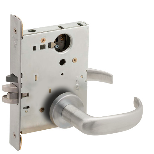 Schlage LV9080L 17A 626 Grade 1 Storeroom Mortise Lock Less Cylinder 17 Lever A Rose Vandlgard Satin Chrome Finish Field Reversible