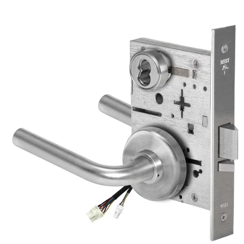 BEST 45HW7WEU12H626AMRQE Fail Secure 24V Double Cylinder Electrified Mortise Lock 12 Lever H Rose Request to Exit Satin Chrome Antimicrobial 45HW7WEU12H626AMRQE