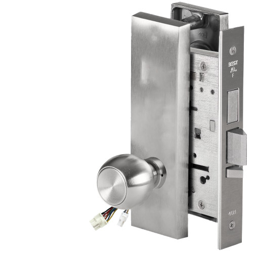BEST 45HW0LEL4M626AM12V Fail Safe 12V With Deadbolt No Key Override Electrified Mortise Lock 4 Knob M Escutcheon Satin Chrome Antimicrobial