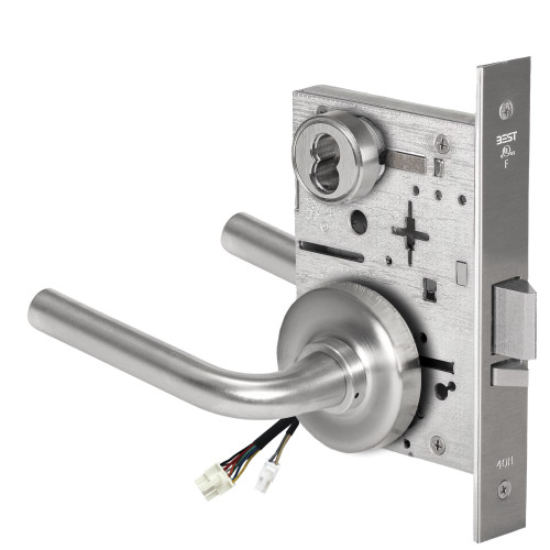 BEST 45HW7DEU12R626AMRQE Fail Secure 24V Electrified Mortise Lock 12 Lever R Rose Request to Exit Satin Chrome Antimicrobial