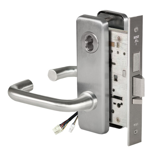 BEST 45HW7TDEL3J626AM12V Fail Safe 12V With Deadbolt Electrified Mortise Lock 3 Lever J Escutcheon Satin Chrome Antimicrobial