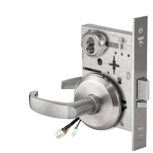 BEST 45HW7DEL14S626AM Fail Safe 24V Electrified Mortise Lock 14 Lever S Rose Satin Chrome Antimicrobial