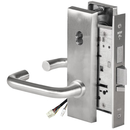 BEST 45HW7TDEL3N626AM Fail Safe 24V With Deadbolt Electrified Mortise Lock 3 Lever N Escutcheon Satin Chrome Antimicrobial
