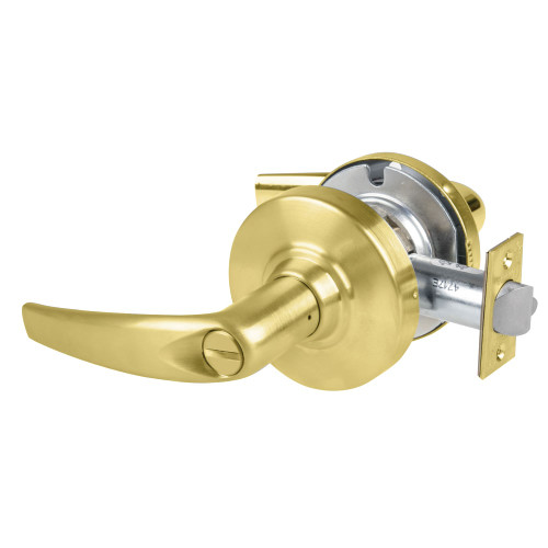 Schlage ND40S ATH 606x626 Grade 1 Bath/Bedroom Privacy Lock Athens Lever Non-Keyed Satin Brass Exterior Finish Satin Chrome Interior Non-handed