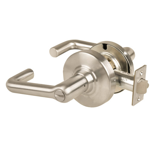 Schlage ND40S TLR 619 Grade 1 Bath/Bedroom Privacy Lock Tubular Lever Non-Keyed Satin Nickel Finish Non-Handed