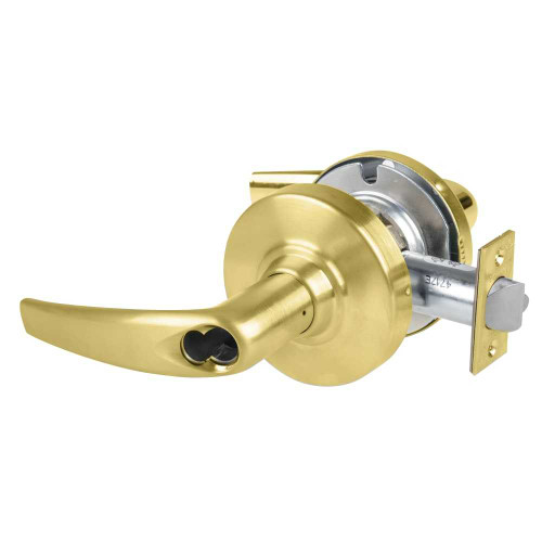 Schlage ND80BDEL ATH 606 RX Grade 1 Electrified Cylindrical Lock Storeroom Function 12-24 VDC Fail Safe 2-3/4 Backset Request to Exit Athens Lever SFIC Prep Satin Brass Finish ND80BDEL ATH 606 RX