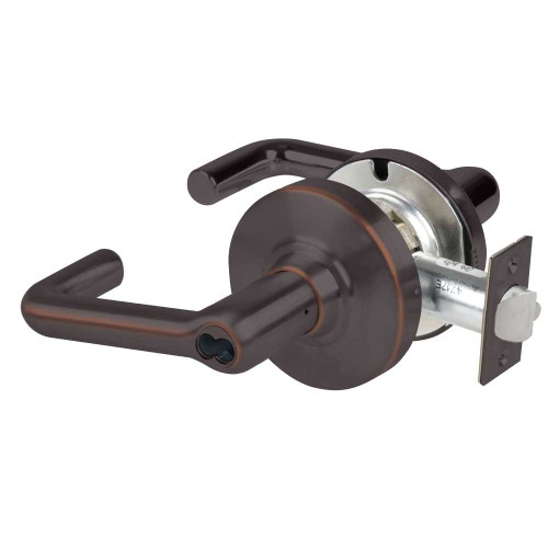 Schlage ND80BDEU TLR 643E RX Grade 1 Electrified Cylindrical Lock Storeroom Function 12-24 VDC Fail Secure 2-3/4 Backset Request to Exit Tubular Lever SFIC Prep Aged Bronze Finish ND80BDEU TLR 643E RX