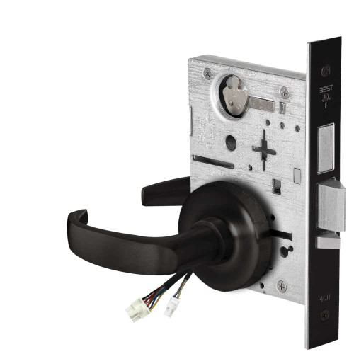 BEST 45HW0LEL14R622RQE12V Fail Safe 12V With Deadbolt No Key Override Electrified Mortise Lock 14 Lever R Rose Request to Exit Flat Black 45HW0LEL14R622RQE12V