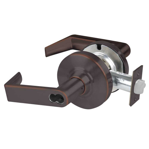 Schlage ND80JDEU RHO 643E RX Grade 1 Electrified Cylindrical Lock Storeroom Function 12-24 VDC Fail Secure 2-3/4 Backset Request to Exit Rhodes Lever LFIC Prep Aged Bronze Finish ND80JDEU RHO 643E RX