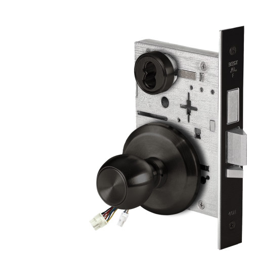 BEST 45HW7TDEL4S622 Fail Safe 24V With Deadbolt Electrified Mortise Lock 4 Knob S Rose Flat Black
