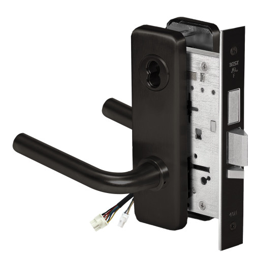 BEST 45HW7TWEU12J622RQE Fail Secure 24V Double Cylinder with Deadbolt Electrified Mortise Lock 12 Lever J Escutcheon Request to Exit Flat Black