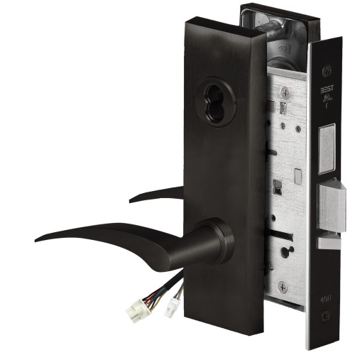 BEST 45HW7TWEL17LM62212V Fail Safe 12V Double Cylinder With Deadbolt Electrified Mortise Lock 17 Lever M Escutcheon Left Hand Flat Black