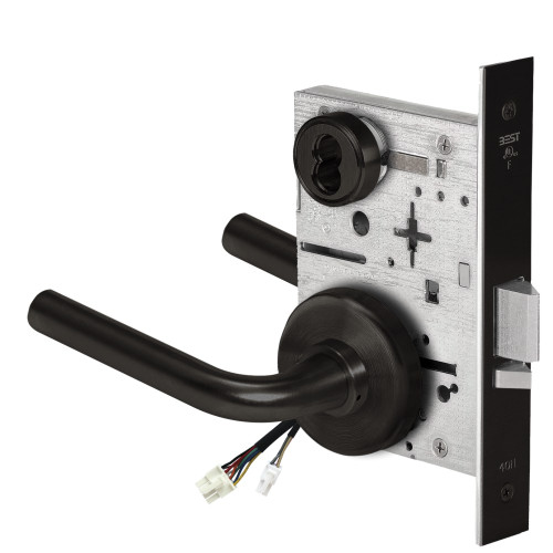 BEST 45HW7WEL12H622 Fail Safe 24V Double Cylinder Electrified Mortise Lock 12 Lever H Rose Flat Black
