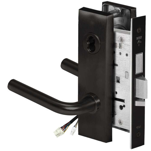 BEST 45HW7TWEU12M622 Fail Secure 24V Double Cylinder with Deadbolt Electrified Mortise Lock 12 Lever M Escutcheon Flat Black 45HW7TWEU12M622