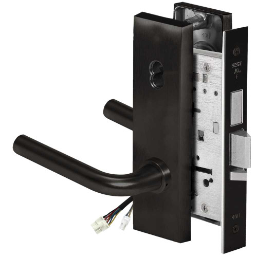 BEST 45HW7TDEL12N622RQE Fail Safe 24V With Deadbolt Electrified Mortise Lock 12 Lever N Escutcheon Request to Exit Flat Black 45HW7TDEL12N622RQE