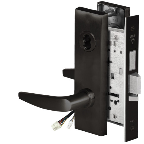 BEST 45HW7TWEL16M622RQE Fail Safe 24V Double Cylinder With Deadbolt Electrified Mortise Lock 16 Lever M Escutcheon Request to Exit Flat Black