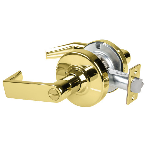 Schlage ND40S RHO 605 Grade 1 Bath/Bedroom Privacy Lock Rhodes Lever Non-Keyed Bright Brass Finish Non-Handed