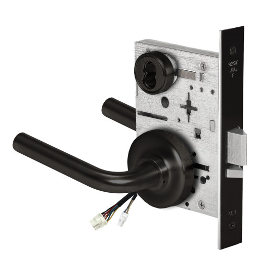 BEST 45HW7WEL12R622 Fail Safe 24V Double Cylinder Electrified Mortise Lock 12 Lever R Rose Flat Black