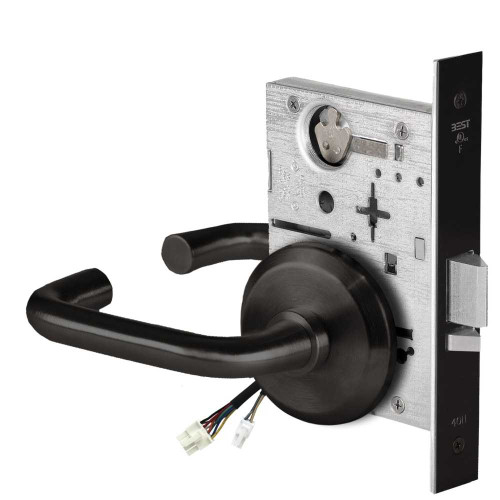BEST 45HW0NXEU3S622RQE12V Fail Secure 12V No Key Override Electrified Mortise Lock 3 Lever S Rose Request to Exit Flat Black 45HW0NXEU3S622RQE12V