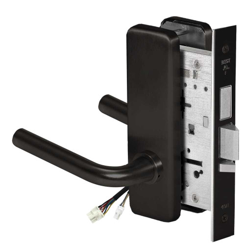BEST 45HW0LEL12J62212V Fail Safe 12V With Deadbolt No Key Override Electrified Mortise Lock 12 Lever J Escutcheon Flat Black 45HW0LEL12J62212V