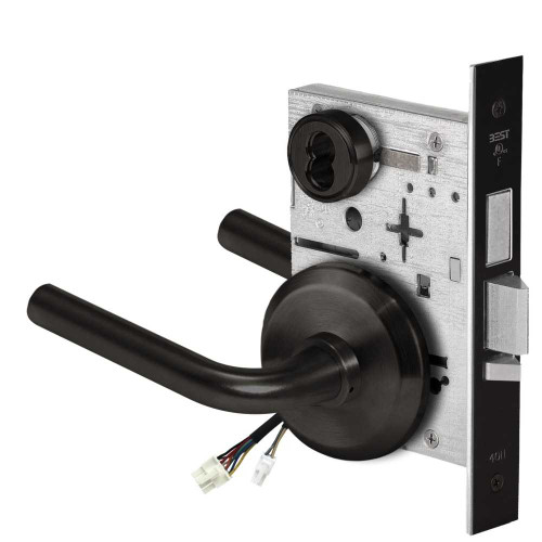 BEST 45HW7TWEL12S622RQE12V Fail Safe 12V Double Cylinder With Deadbolt Electrified Mortise Lock 12 Lever S Rose Request to Exit Flat Black 45HW7TWEL12S622RQE12V
