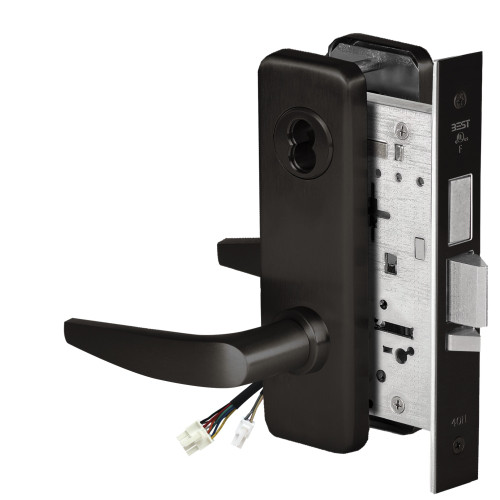 BEST 45HW7TDEU16J622 Fail Secure 24V With Deadbolt Electrified Mortise Lock 16 Lever J Escutcheon Flat Black