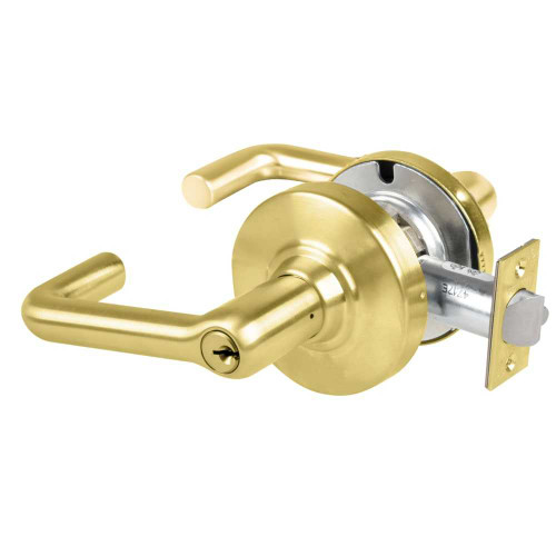 Schlage ND80PDEL TLR 606 Grade 1 Electrified Cylindrical Lock Storeroom Function 12-24 VDC Fail Safe 2-3/4 Backset Tubular Lever Satin Brass Finish ND80PDEL TLR 606