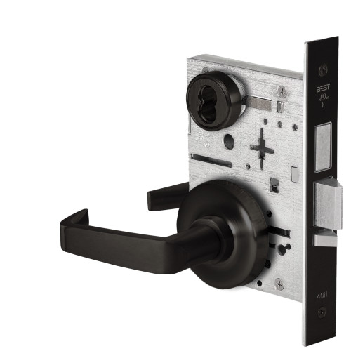 BEST 45HW7TWEL15R62212V Fail Safe 12V Double Cylinder With Deadbolt Electrified Mortise Lock 15 Lever R Rose Flat Black