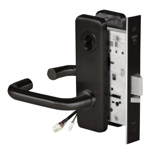 BEST 45HW7DEL3J622RQE Fail Safe 24V Electrified Mortise Lock 3 Lever J Escutcheon Request to Exit Flat Black