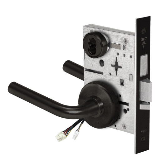 BEST 45HW7TDEU12H62212V Fail Secure 12V With Deadbolt Electrified Mortise Lock 12 Lever H Rose Flat Black